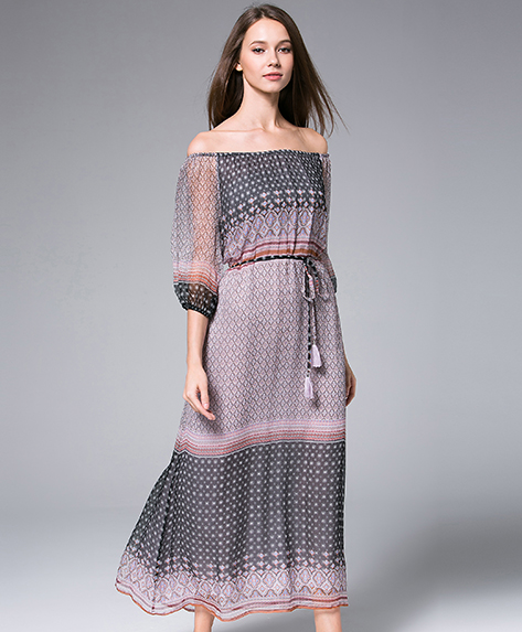 Dress - Off-the-shoulder Silk Chiffon Dress